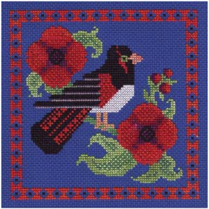Red and Black Bird Cross Stitch #5 - American Redstart