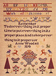 The Anne Woodall 1814 Sampler -- click for an enlarged view