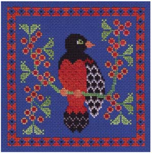 Red and Black Bird Cross Stitch #3 - Baltimore Oriole