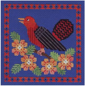 Red and Black Bird Cross Stitch #6 - Scarlet Tananger