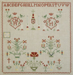 A French Religious Motif Sampler 1830 -- click for an enlarged view